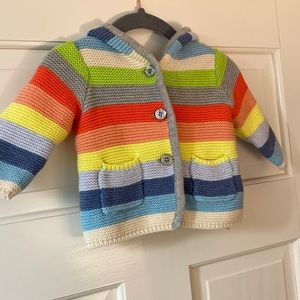 *like new* babyGap Colorblock hooded cardigan with bear ears, 3-6m